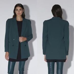 Walter Baker Ariel Jacket Double Breasted Blazer Suit Hunter Green Pink Oversize